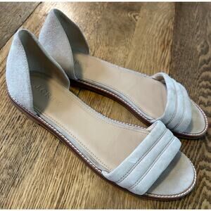 J. Crew D’Orsay Sandal Light Tan Genuine Suede Sz 7.5 Padded Toe Strap Neutral